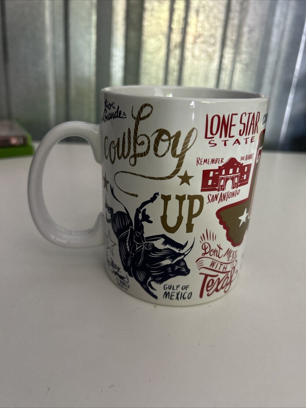 TEXAS Primitives by Kathy LOL Made You Smile Country Cup Mug LARGE White Rodeo